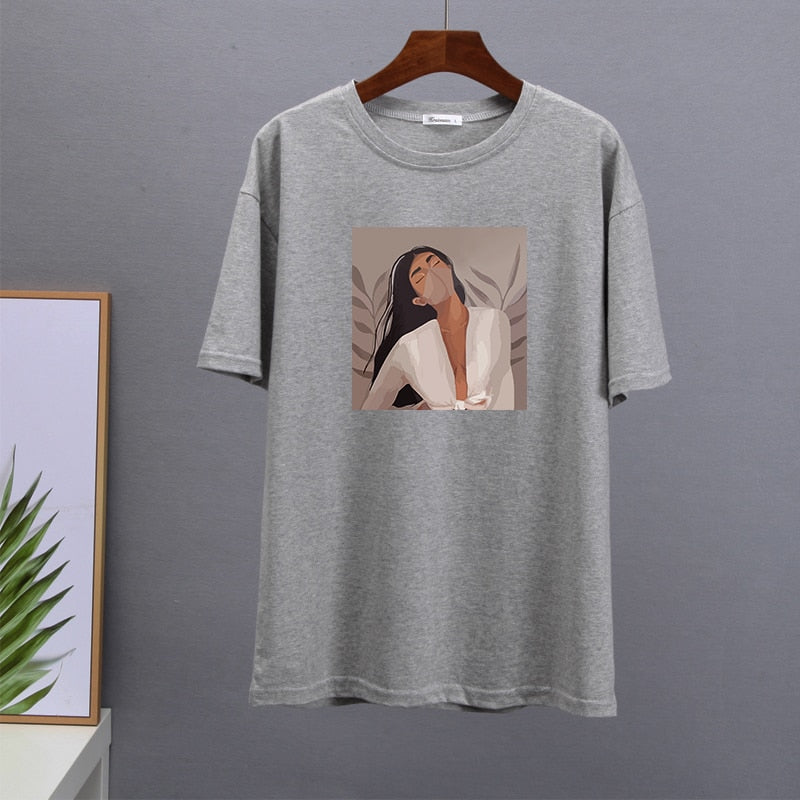 Masked Girl Print T-Shirts - 11 Colors