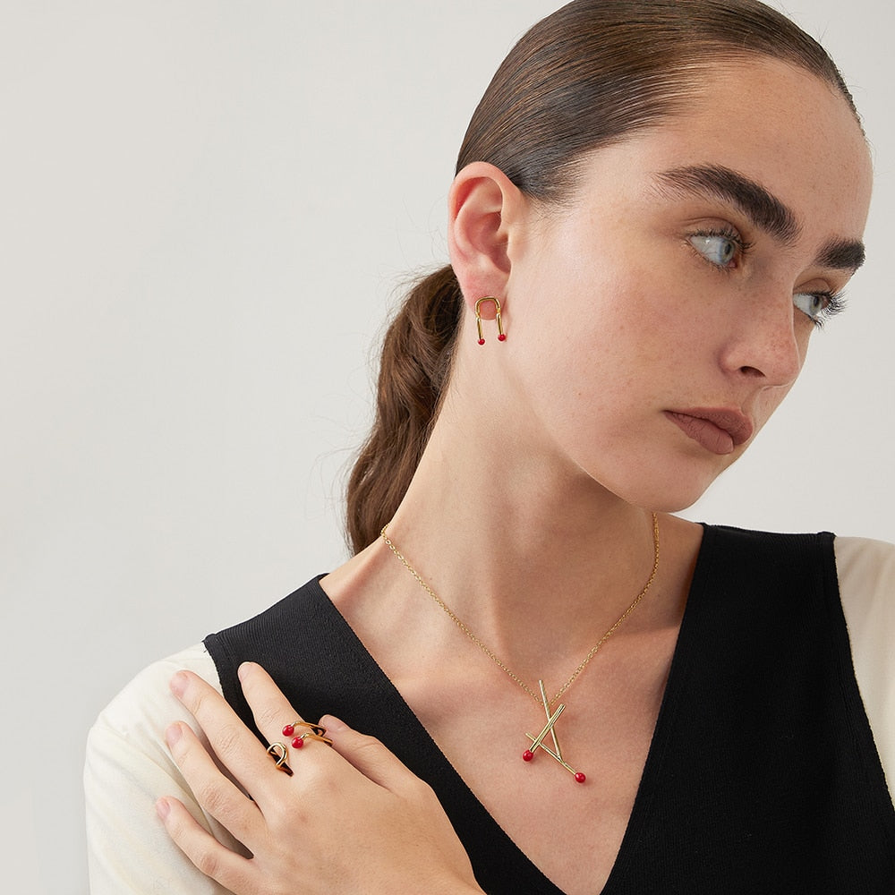 Matchstick Pendant Necklace - Gold or Silver