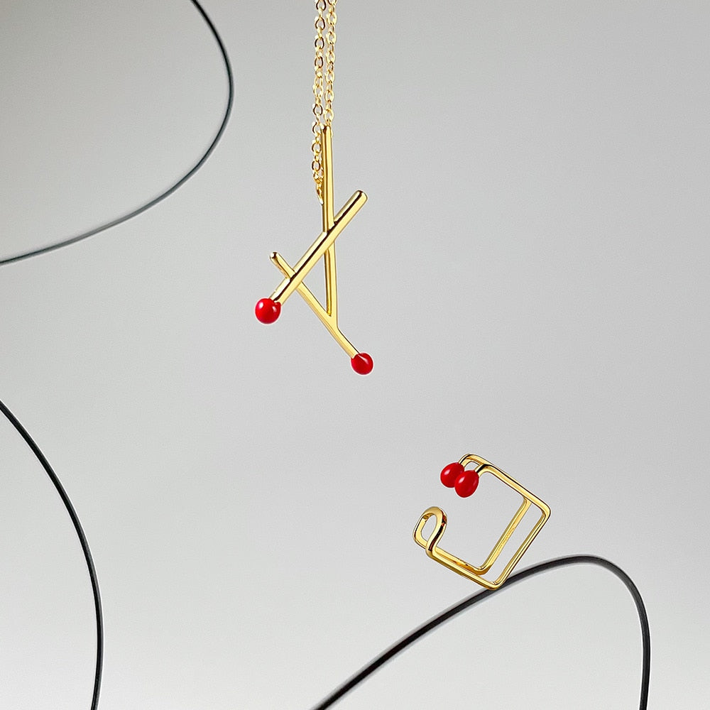 Matchstick Pendant Necklace - Gold or Silver