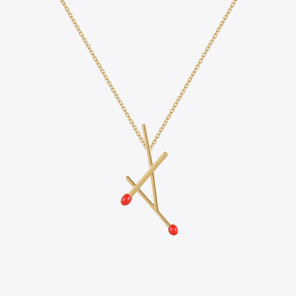 Matchstick Pendant Necklace - Gold or Silver