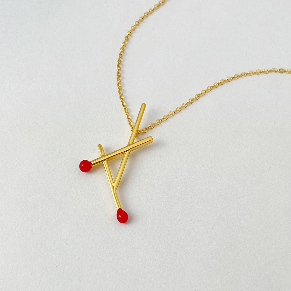 Matchstick Pendant Necklace - Gold or Silver