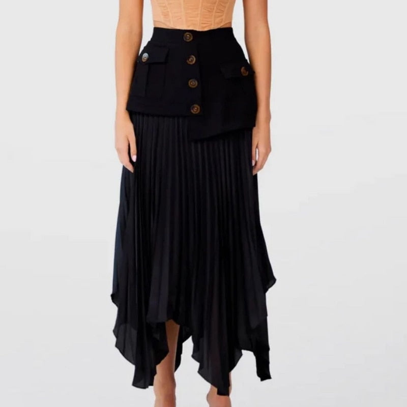 Mathilde Patchwork Pleated Maxi Skirts - 2 Colors