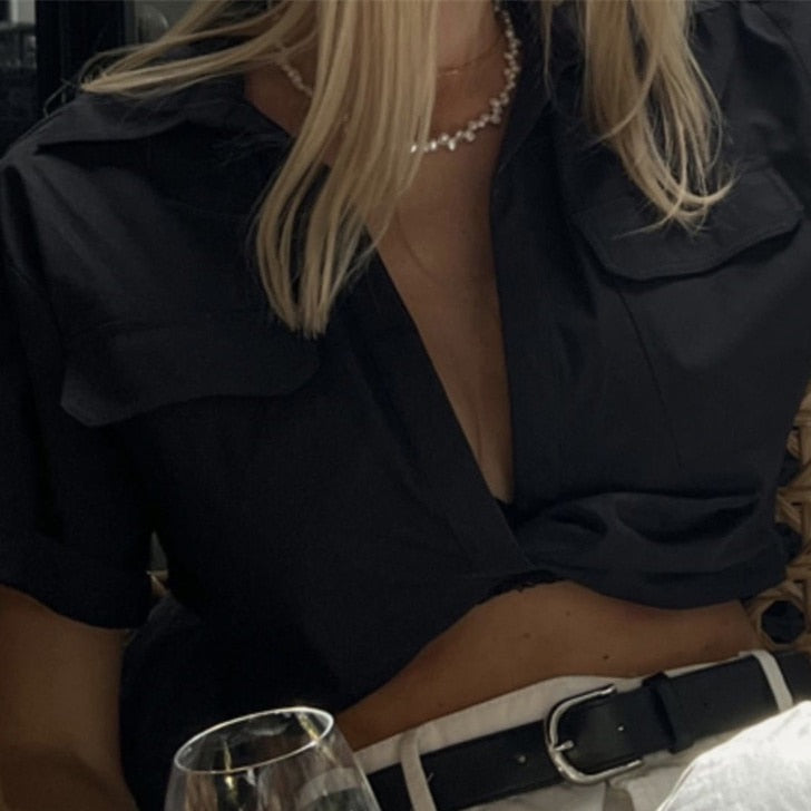 Matias Twist Front Cropped Shirts - 9 Colors