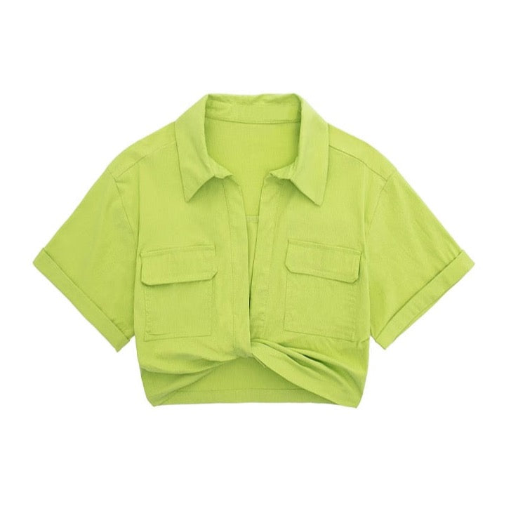 Matias Twist Front Cropped Shirts - 9 Colors