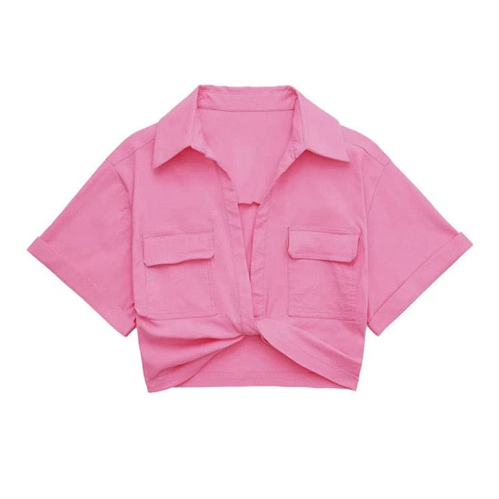 Matias Twist Front Cropped Shirts - 9 Colors