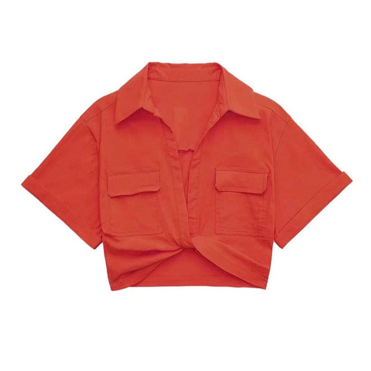 Matias Twist Front Cropped Shirts - 9 Colors