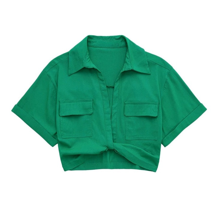 Matias Twist Front Cropped Shirts - 9 Colors