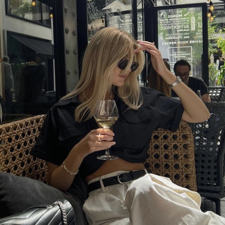 Matias Twist Front Cropped Shirts - 9 Colors