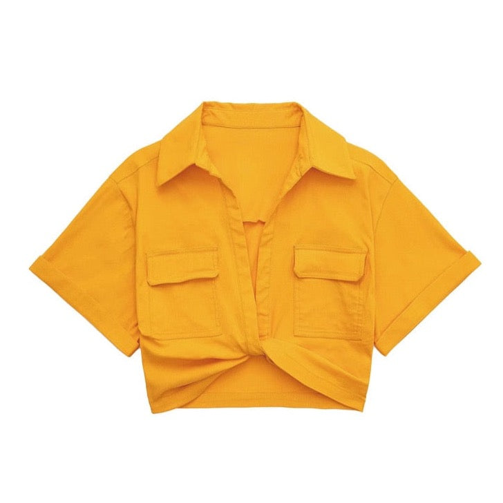 Matias Twist Front Cropped Shirts - 9 Colors