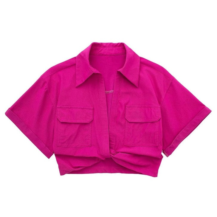 Matias Twist Front Cropped Shirts - 9 Colors