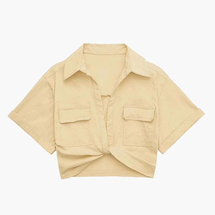 Matias Twist Front Cropped Shirts - 9 Colors