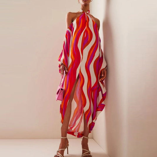 Maya Zebra Stripe Print Halter Dress - 2 Colors