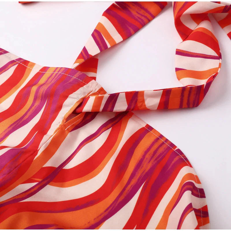 Maya Zebra Stripe Print Halter Dress - 2 Colors