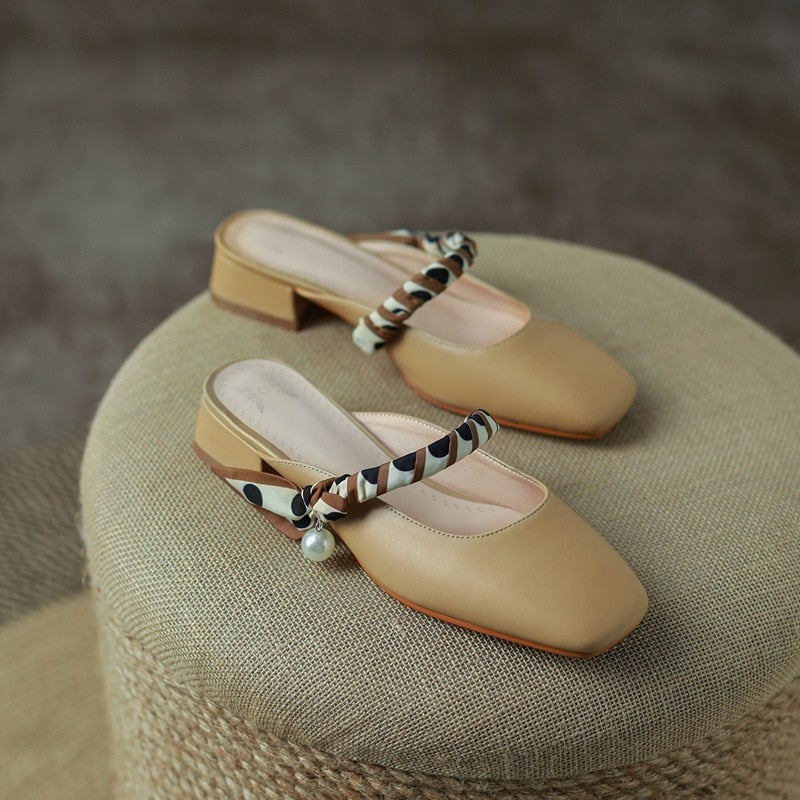 Meera Scarf and Pearl Strap Mules - 2 Colors
