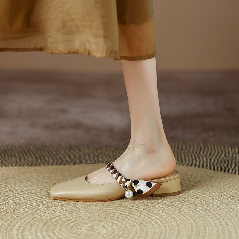 Meera Scarf and Pearl Strap Mules - 2 Colors