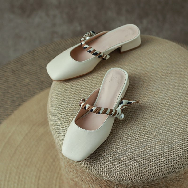 Meera Scarf and Pearl Strap Mules - 2 Colors