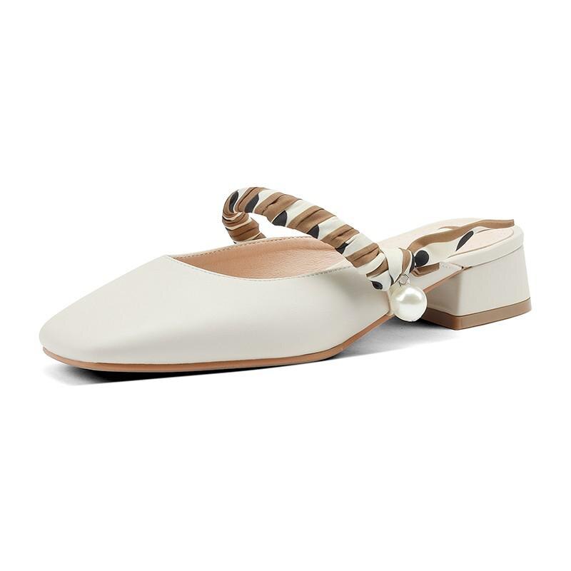 Meera Scarf and Pearl Strap Mules - 2 Colors