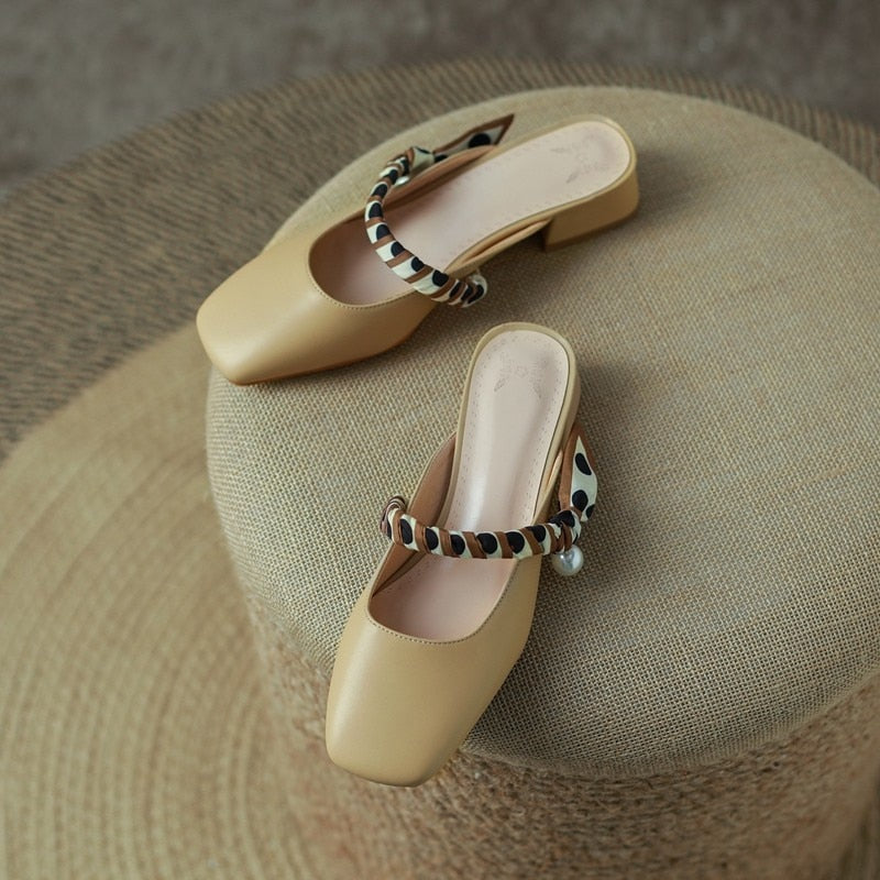 Meera Scarf and Pearl Strap Mules - 2 Colors