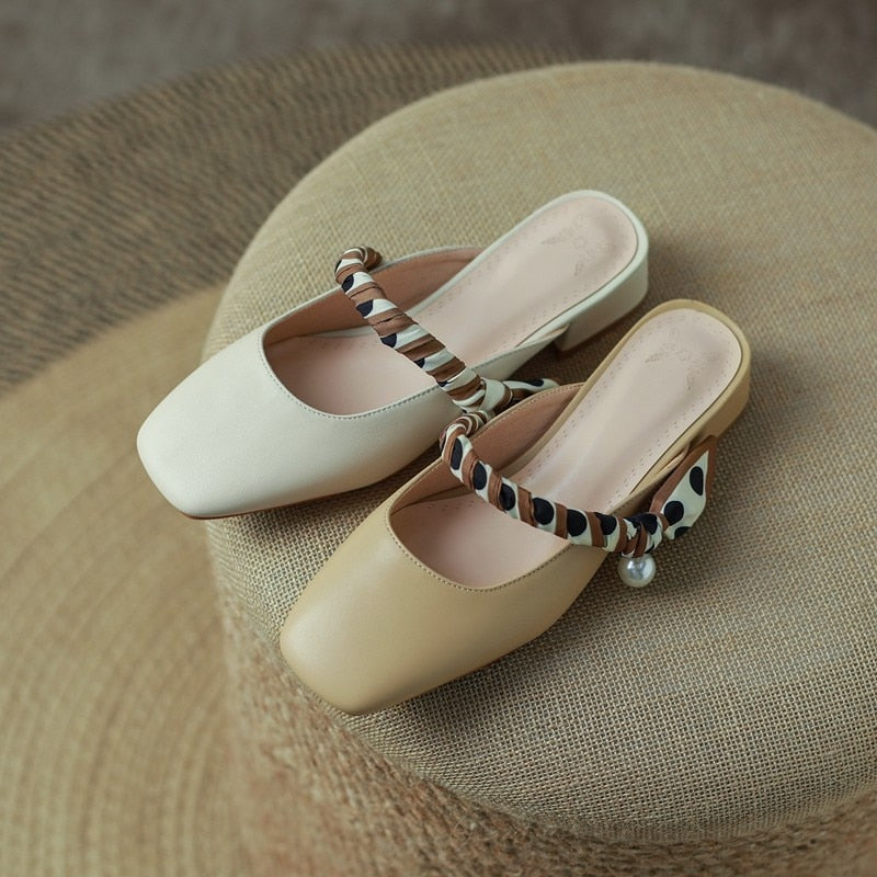 Meera Scarf and Pearl Strap Mules - 2 Colors