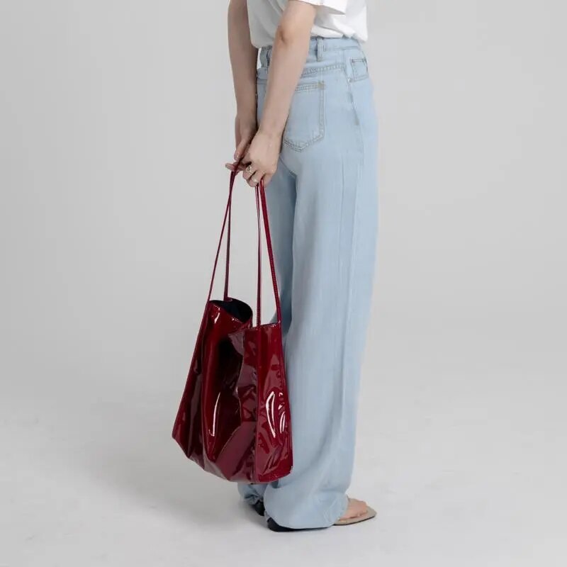 Mela Patent Leather Look Shopper Totes