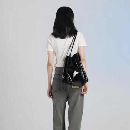 Mela Patent Leather Look Shopper Totes