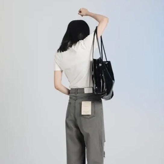 Mela Patent Leather Look Shopper Totes