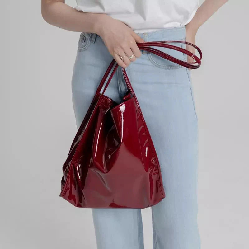 Mela Patent Leather Look Shopper Totes