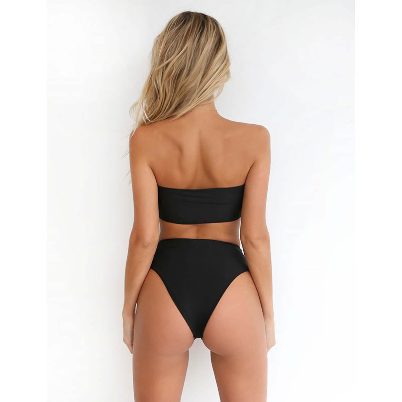 Melanie High Waisted Bandeau Bikini Swimsuit - 4 Colors
