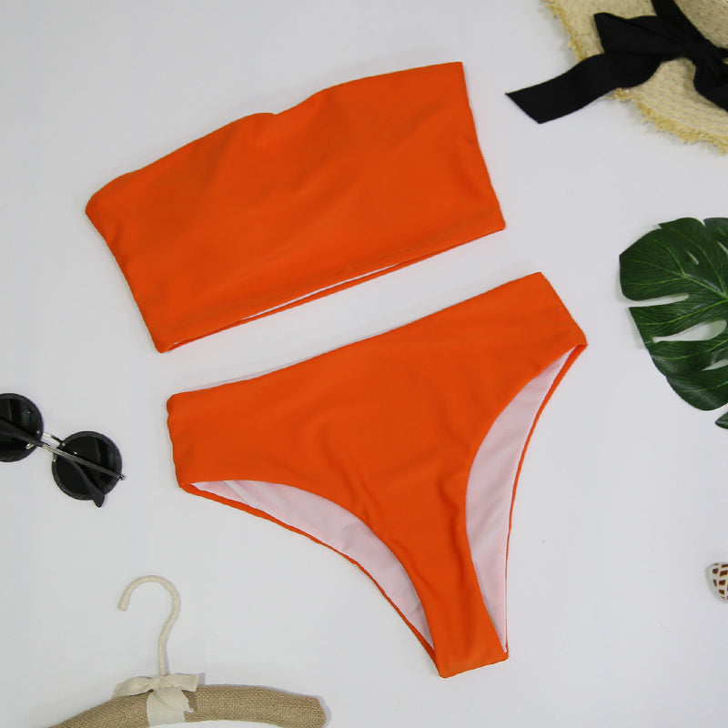 Melanie High Waisted Bandeau Bikini Swimsuit - 4 Colors