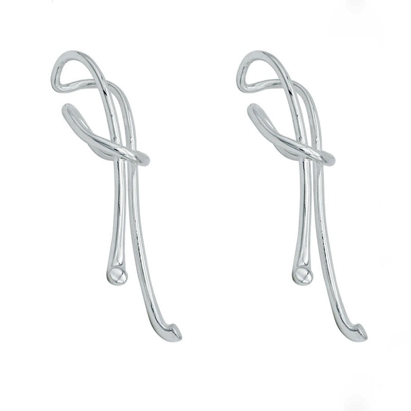 Metal Rope Knot Look Clip Earrings - 2 Colors