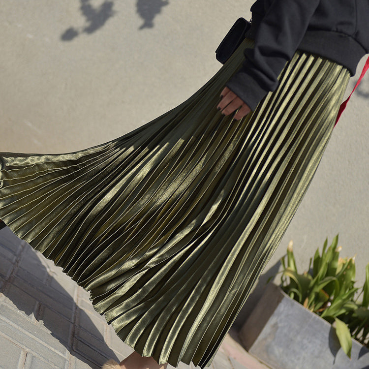 Metallic Pleated Maxi Skirts - 9 Colors