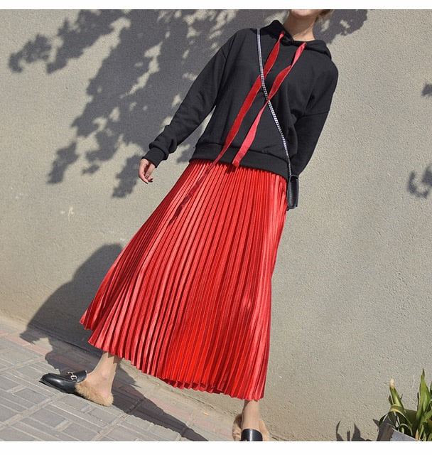Metallic Pleated Maxi Skirts - 9 Colors