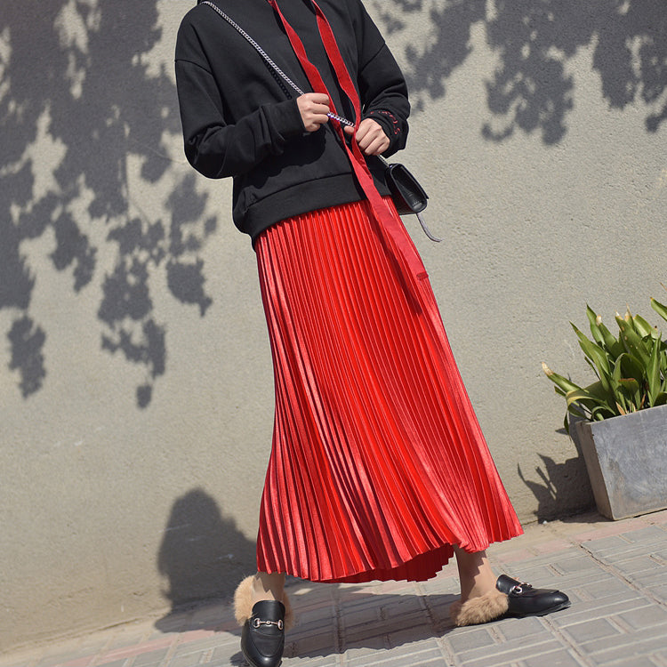 Metallic Pleated Maxi Skirts - 9 Colors