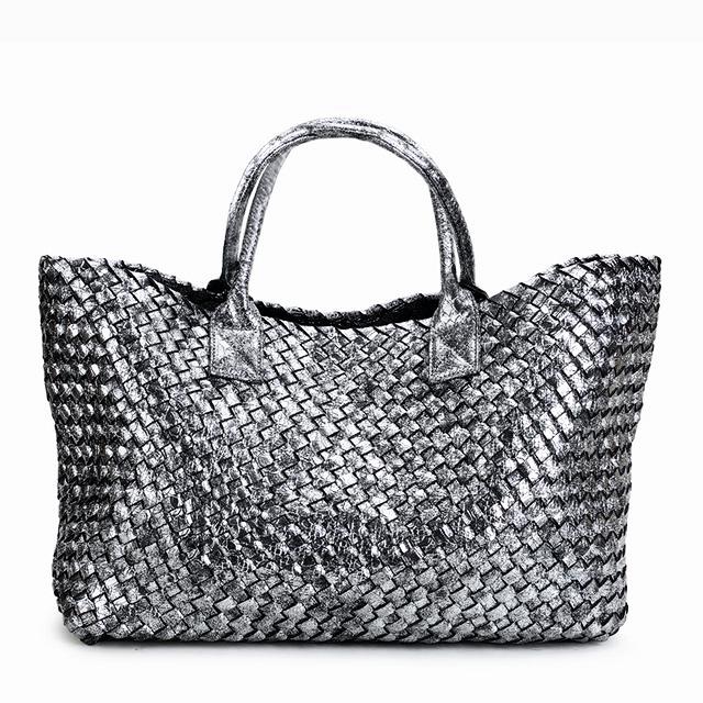 Metallic Woven Tote Bag - 16 Colors