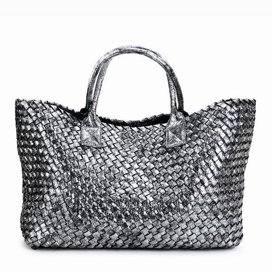 Metallic Woven Tote Bag - 16 Colors