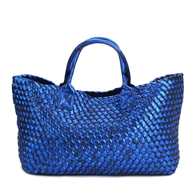 Metallic Woven Tote Bag - 16 Colors