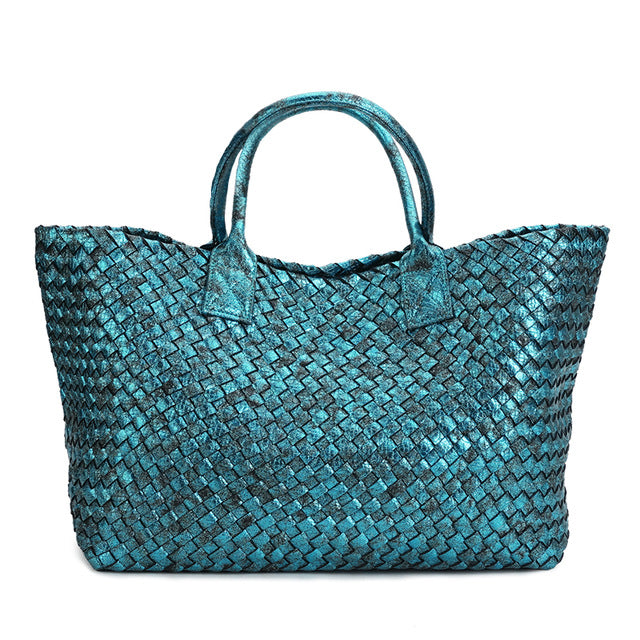Metallic Woven Tote Bag - 16 Colors