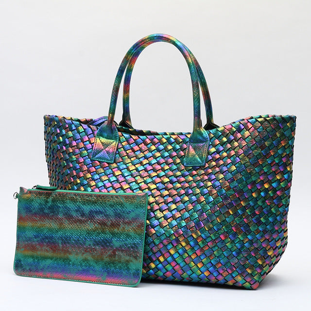 Metallic Woven Tote Bag - 16 Colors