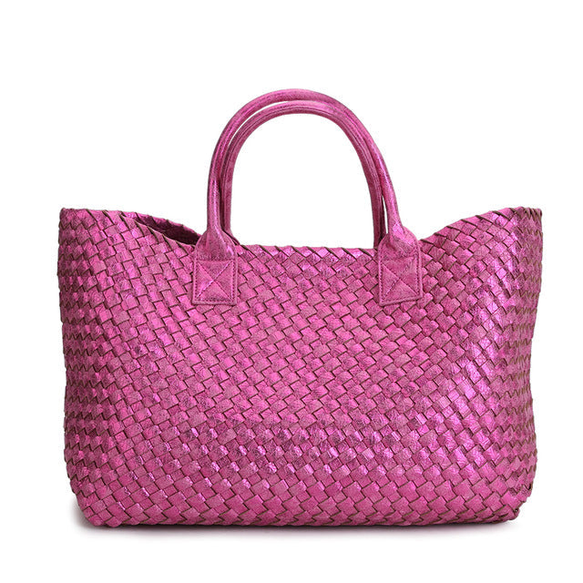 Metallic Woven Tote Bag - 16 Colors