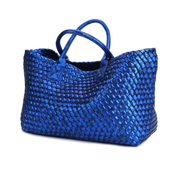 Metallic Woven Tote Bag - 16 Colors