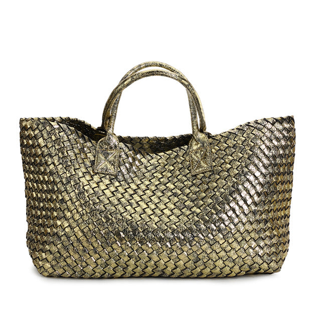 Metallic Woven Tote Bag - 16 Colors