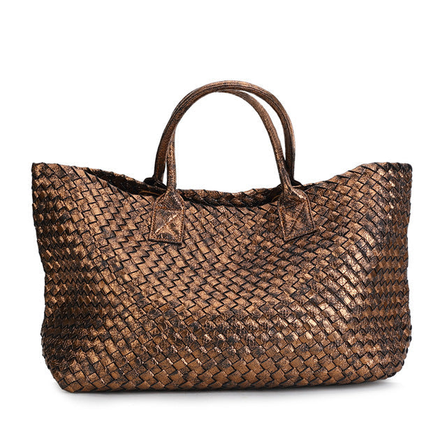 Metallic Woven Tote Bag - 16 Colors