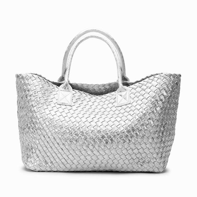 Metallic Woven Tote Bag - 16 Colors