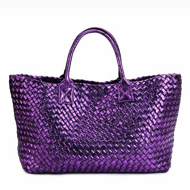 Metallic Woven Tote Bag - 16 Colors
