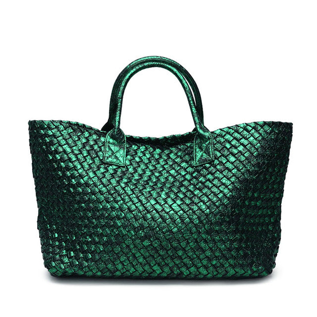 Metallic Woven Tote Bag - 16 Colors