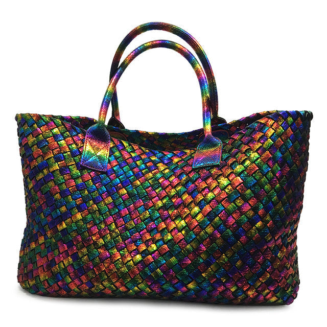 Metallic Woven Tote Bag - 16 Colors