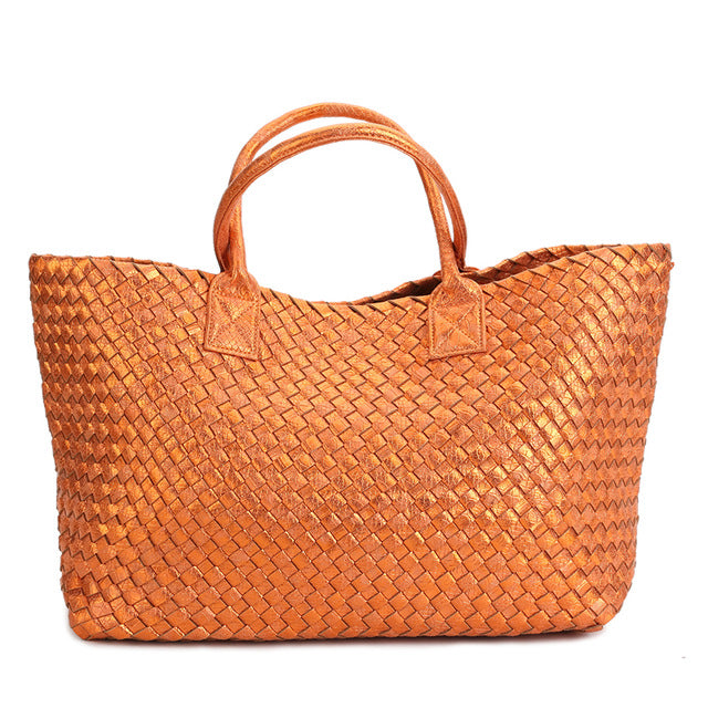 Metallic Woven Tote Bag - 16 Colors