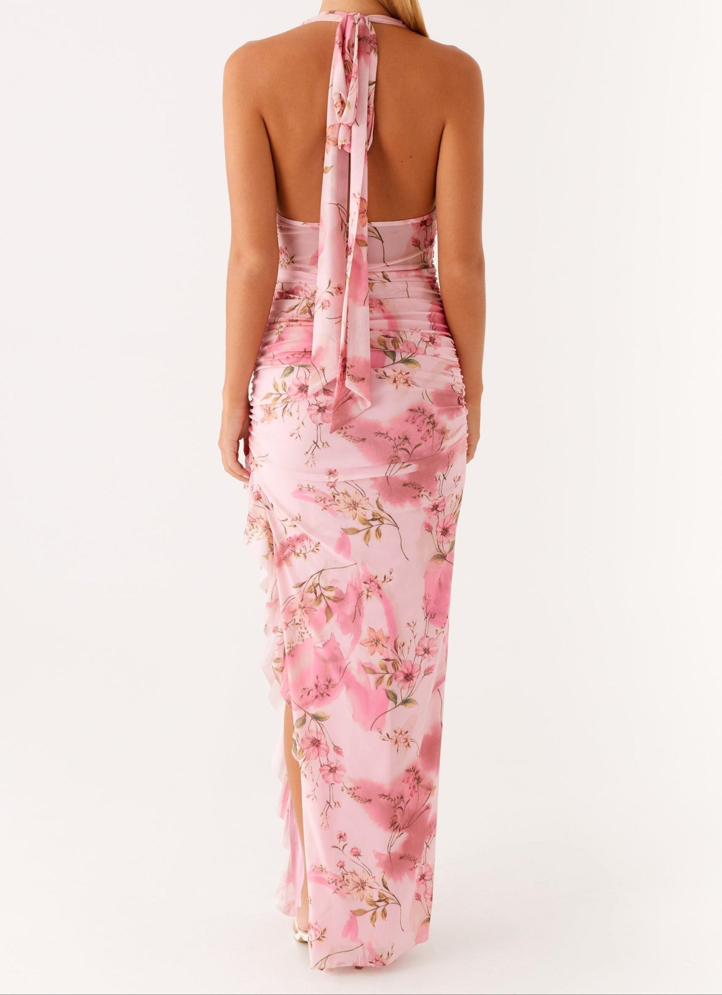 Elena Halter Maxi Dress - Pink Floral Print