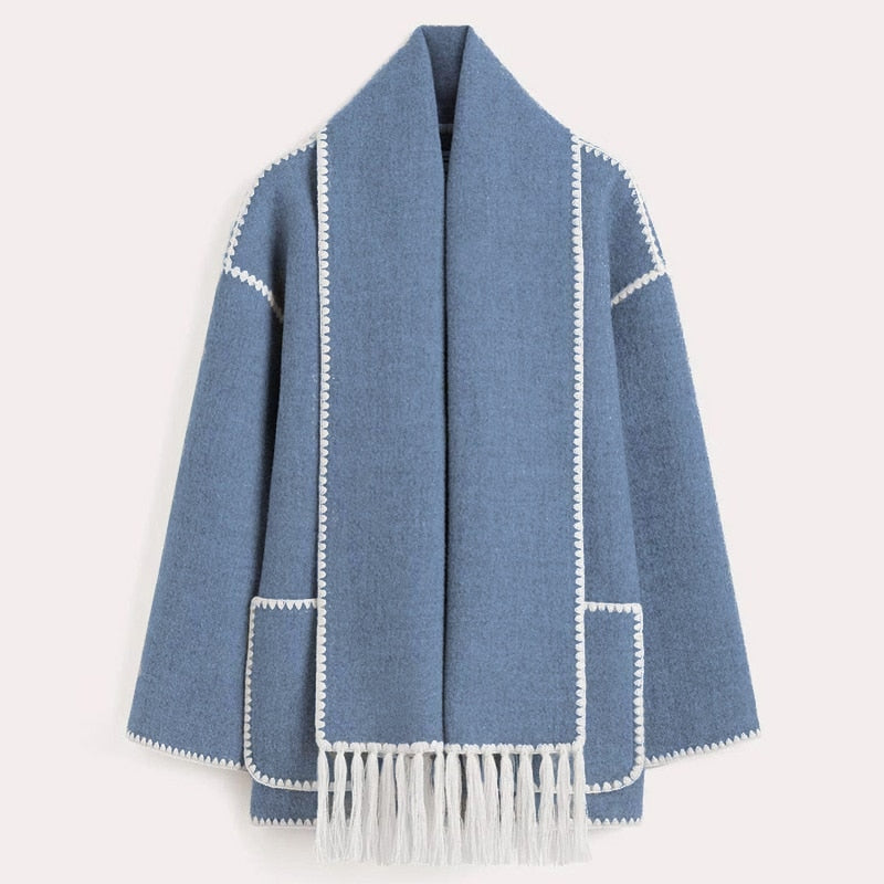 Mihaela Scarf Wrap Woolen Jacket