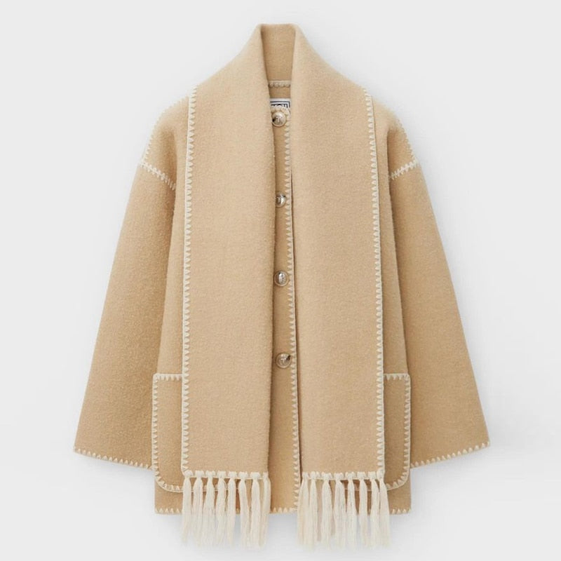 Mihaela Scarf Wrap Woolen Jacket